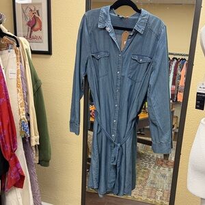 The Limited Denim Shirt Dress in Medium Blue